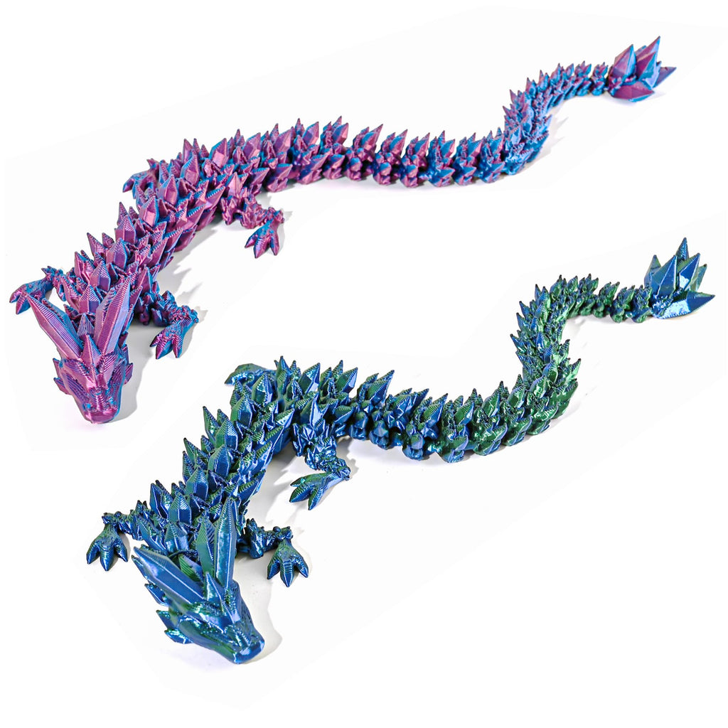 Beesini 3D Printed Dragon 2PCS 3D Dragon 3D Printed Animals Crystal 3D Dragon Fidget Home Office Decor Executive Desk Toys