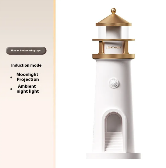 LunaGlow™ Lighthouse Moon Projection Night Light