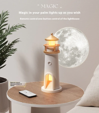 LunaGlow™ Lighthouse Moon Projection Night Light