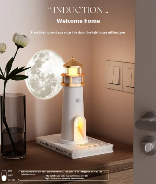 LunaGlow™ Lighthouse Moon Projection Night Light