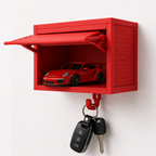Mini Garage Wall Key Holder with Hidden Car Display Shelf