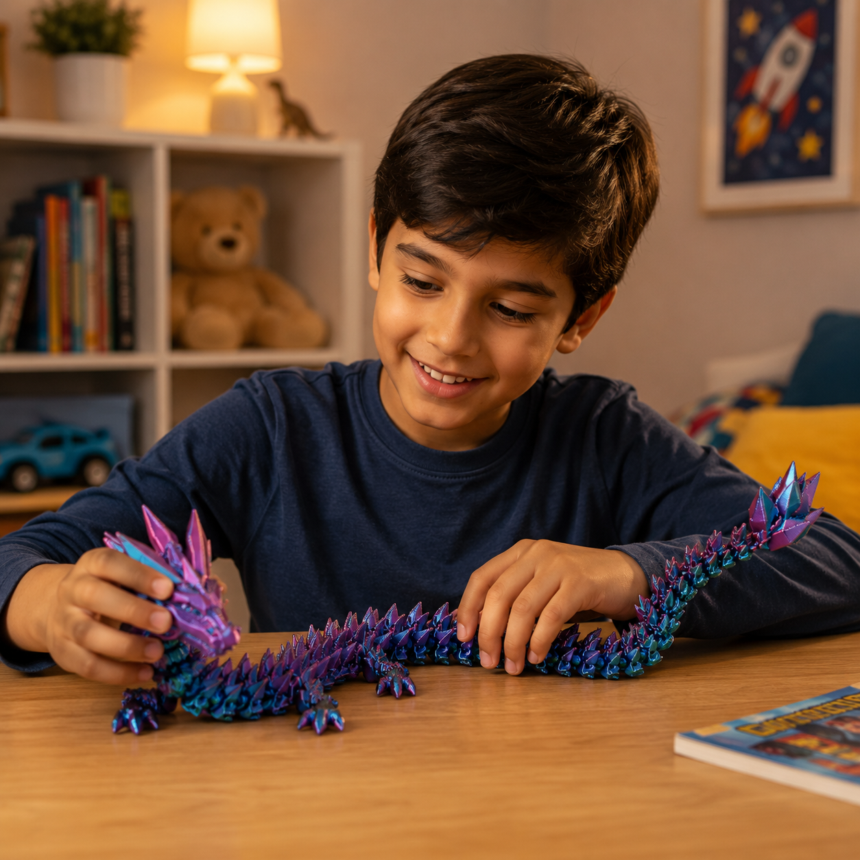 Beesini 3D Printed Dragon 2PCS 3D Dragon 3D Printed Animals Crystal 3D Dragon Fidget Home Office Decor Executive Desk Toys