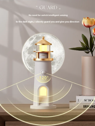 LunaGlow™ Lighthouse Moon Projection Night Light