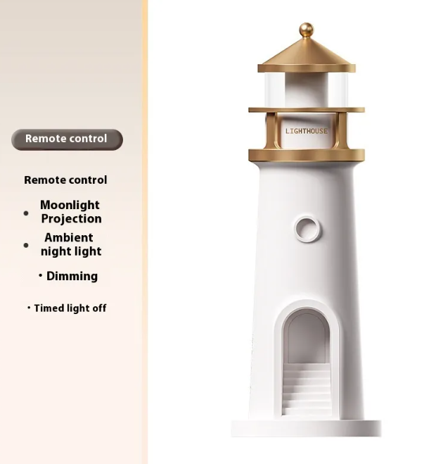 LunaGlow™ Lighthouse Moon Projection Night Light